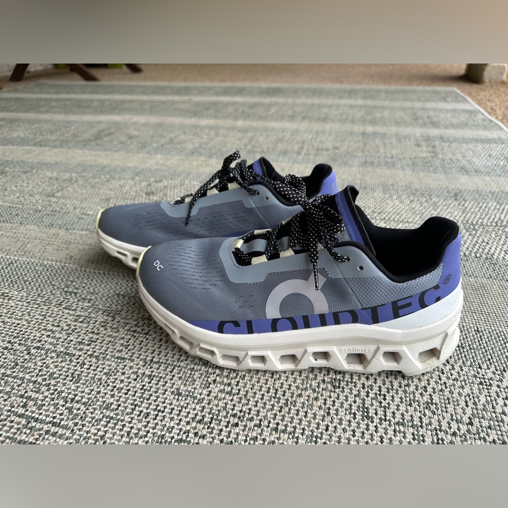 On Cloud Monster Sneakers. Size 10. Color: Mist/Blueberry. Excellent condition.